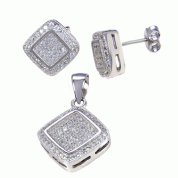 Fashion Fine Jewelry 925 Sterling Silber Schmuck Set Micro Einstellung